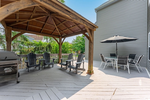 1132 Locust Ct, Bartlett, IL 60103 - wooden deck featuring a gazebo, a grill, and outdoor dining space