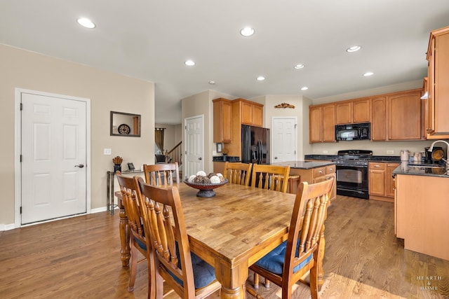 11582 Beacon Ave, Huntley, IL 60142 - dining space with light wood-style floors, recessed lighting, stairs, and baseboards