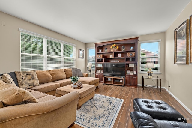 11582 Beacon Ave, Huntley, IL 60142 - living area with dark wood finished floors and baseboards