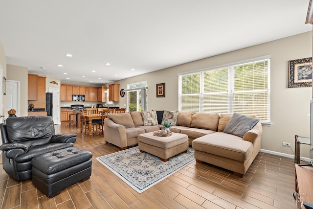 11582 Beacon Ave, Huntley, IL 60142 - living area featuring wood finished floors and recessed lighting