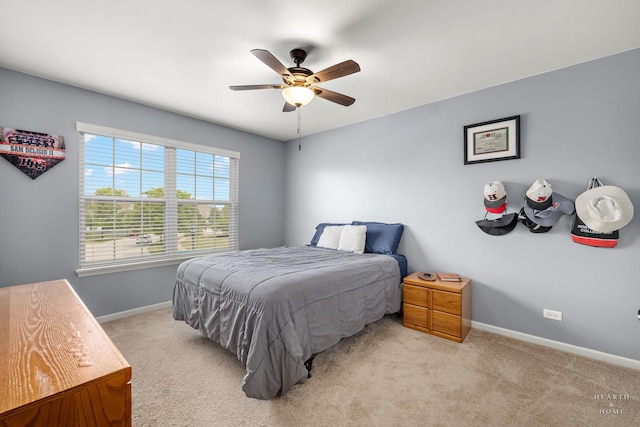11582 Beacon Ave, Huntley, IL 60142 - bedroom featuring light carpet and a ceiling fan