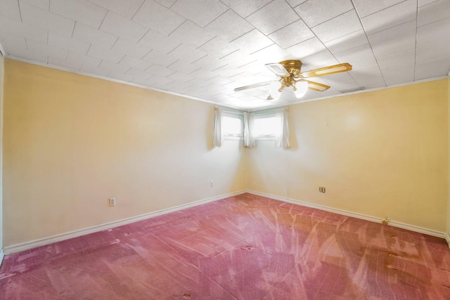 16419 W 147th Pl, Lockport, IL 60441 - carpeted spare room with a ceiling fan, baseboards, and ornamental molding