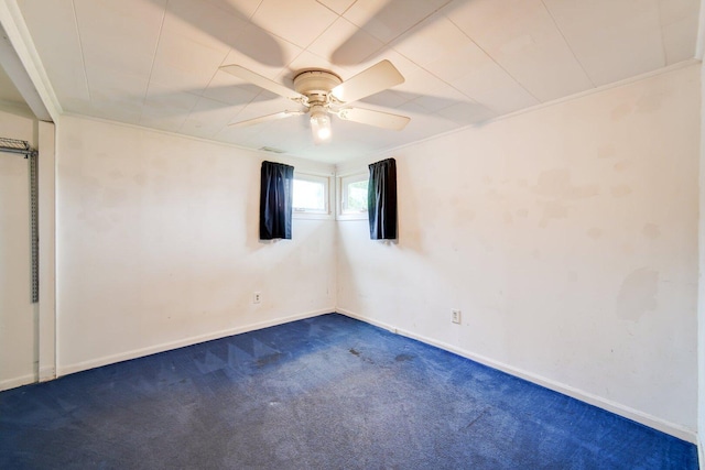 16419 W 147th Pl, Lockport, IL 60441 - unfurnished room featuring dark carpet, ceiling fan, and baseboards