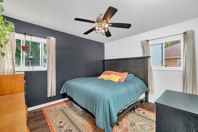611 S Monroe St, Streator, IL 61364 - bedroom featuring wood finished floors and a ceiling fan