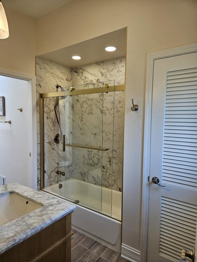 316 Nellie Ct, Glenview, IL 60025 - full bath featuring enclosed tub / shower combo, wood finished floors, and vanity