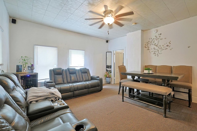 392 Plum Ct, Elgin, IL 60120 - living area with carpet floors and a ceiling fan