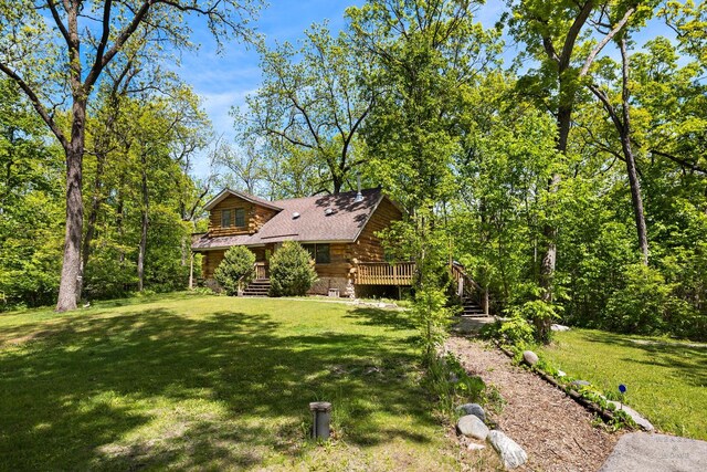 8753 Camp Lake Rd, Salem, WI 53168 - view of green lawn with a deck