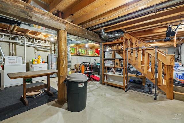 8753 Camp Lake Rd, Salem, WI 53168 - unfinished below grade area with washer and clothes dryer and water heater