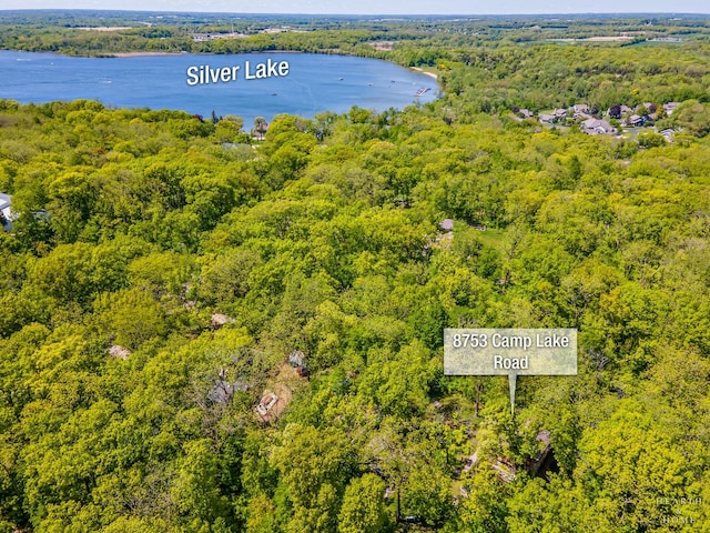 8753 Camp Lake Rd, Salem, WI 53168 - drone / aerial view of a heavily wooded area and a large body of water