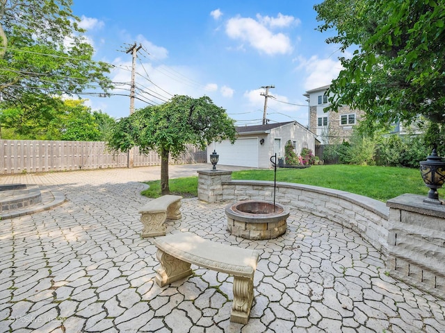 400 E Garwood Ave, Mount Prospect, IL 60056 - view of patio / terrace with a fire pit and an outbuilding