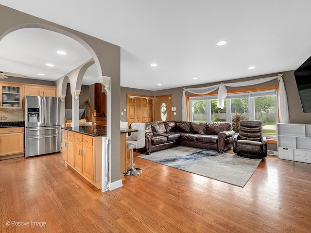 400 E Garwood Ave, Mount Prospect, IL 60056 - living area with arched walkways, light wood-style floors, and recessed lighting