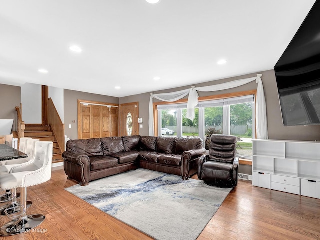 400 E Garwood Ave, Mount Prospect, IL 60056 - living room featuring recessed lighting, stairs, and wood finished floors