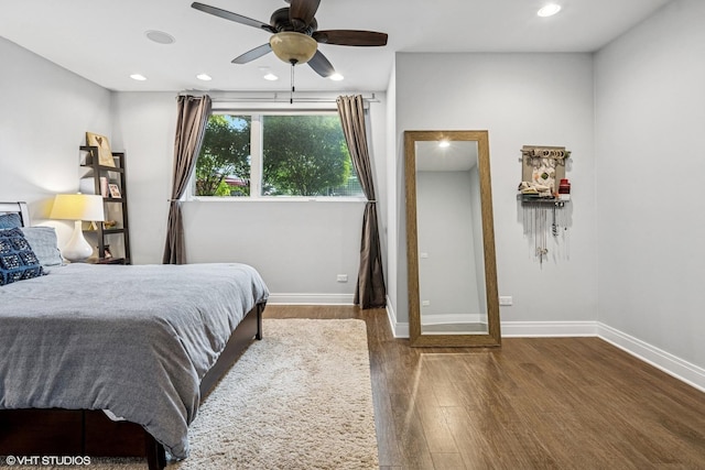 1350 W Diversey Pkwy Unit 1, Chicago, IL 60614 - bedroom with wood finished floors, ceiling fan, and recessed lighting