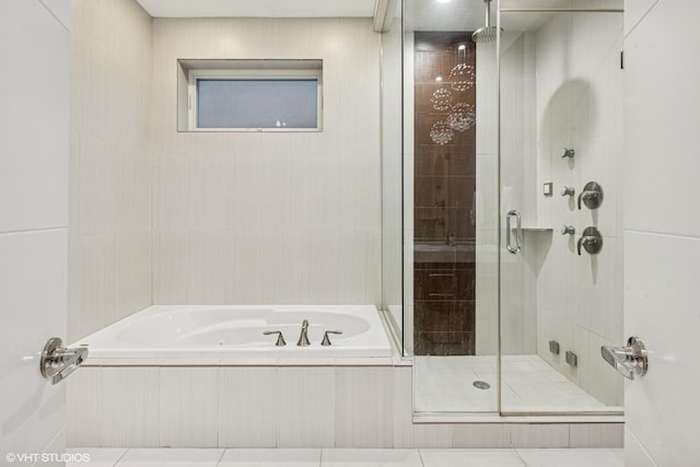 1350 W Diversey Pkwy Unit 1, Chicago, IL 60614 - full bath featuring a shower stall, a garden tub, and tile patterned flooring