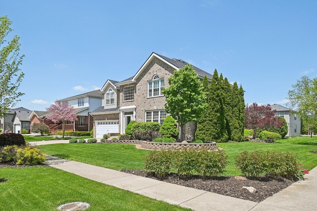 949 Ruthenbeck Ln, New Lenox, IL 60451 - view of front of house with a garage, brick siding, a front lawn, and driveway