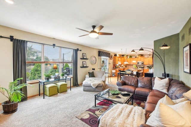 949 Ruthenbeck Ln, New Lenox, IL 60451 - living room with a ceiling fan and light colored carpet