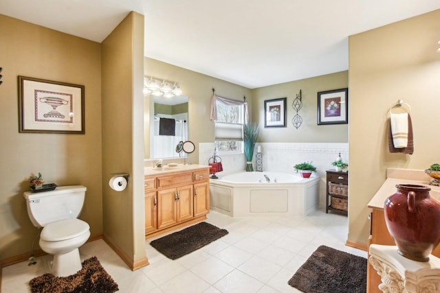 949 Ruthenbeck Ln, New Lenox, IL 60451 - bathroom featuring vanity, a bath, tile patterned flooring, and a shower