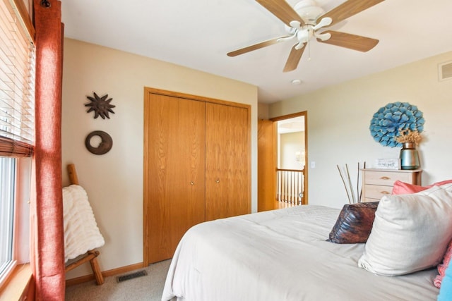 949 Ruthenbeck Ln, New Lenox, IL 60451 - bedroom featuring light colored carpet, a closet, and a ceiling fan