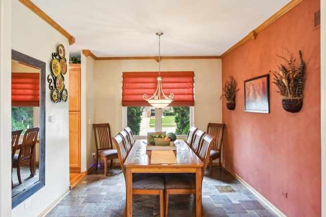 949 Ruthenbeck Ln, New Lenox, IL 60451 - dining space featuring stone tile floors and crown molding