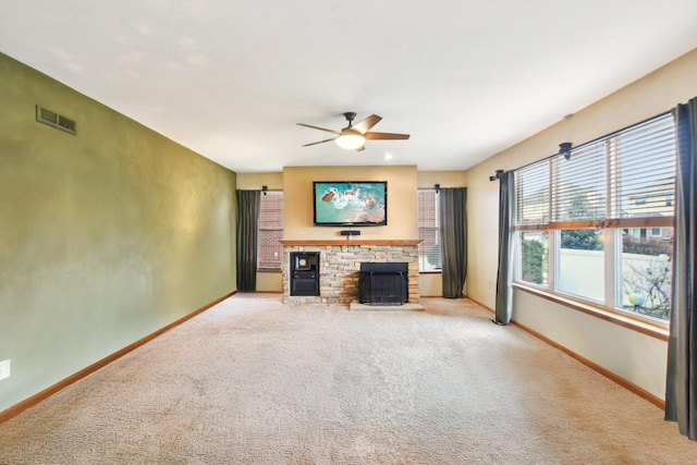 949 Ruthenbeck Ln, New Lenox, IL 60451 - unfurnished living room with ceiling fan and light carpet