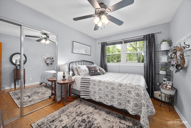 124 Fairview Dr, Saint Charles, IL 60174 - bedroom featuring wood finished floors, a closet, and ceiling fan
