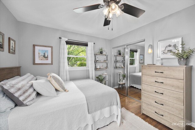124 Fairview Dr, Saint Charles, IL 60174 - bedroom with dark wood-style flooring and ceiling fan