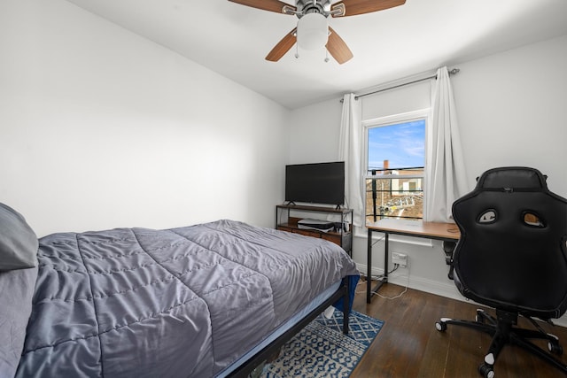 1322 W Huron St Unit 4N, Chicago, IL 60642 - bedroom featuring wood finished floors, an office area, and ceiling fan