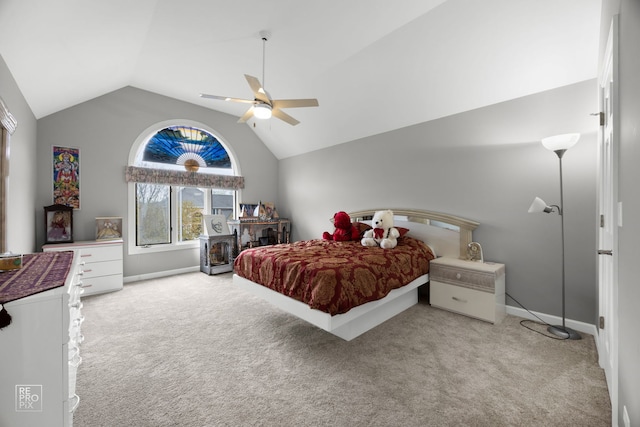 401 Jason Ln, Schaumburg, IL 60173 - carpeted bedroom with vaulted ceiling and a ceiling fan