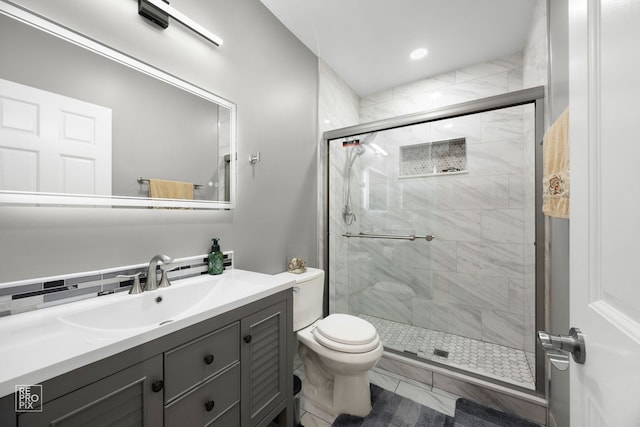 401 Jason Ln, Schaumburg, IL 60173 - full bath featuring a stall shower, vanity, and recessed lighting
