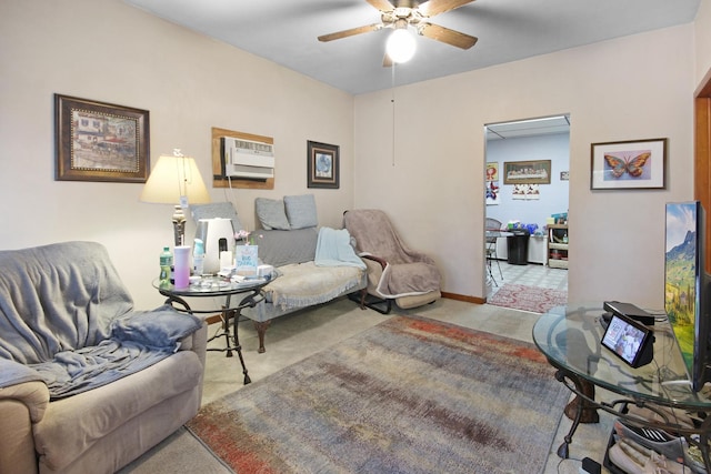 2424 Birch Ave, Whiting, IN 46394 - carpeted living room featuring a ceiling fan and a wall unit AC