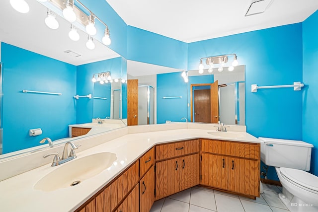 9963 Constitution Dr, Orland Park, IL 60462 - full bath featuring a shower stall, tile patterned flooring, and double vanity