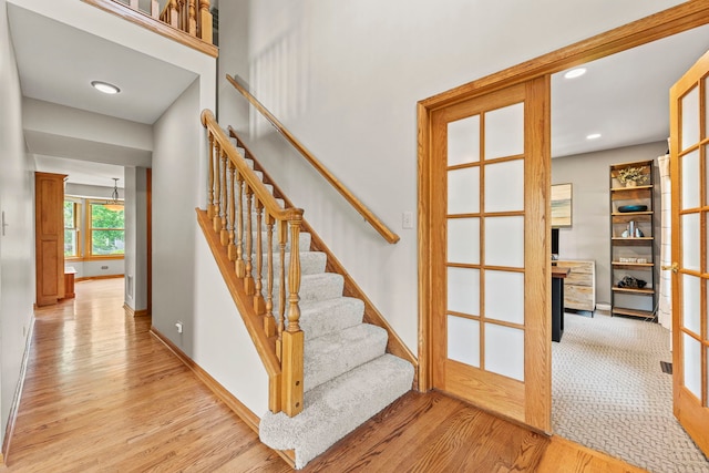 1164 Winding Glen Dr, Carol Stream, IL 60188 - stairway featuring wood finished floors and recessed lighting