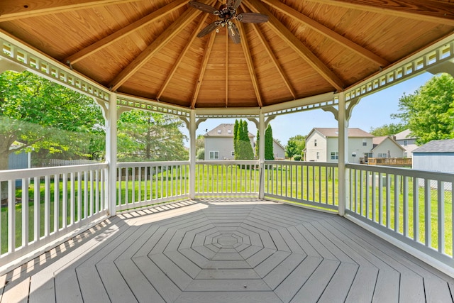 1164 Winding Glen Dr, Carol Stream, IL 60188 - wooden terrace featuring a gazebo, a yard, and a residential view