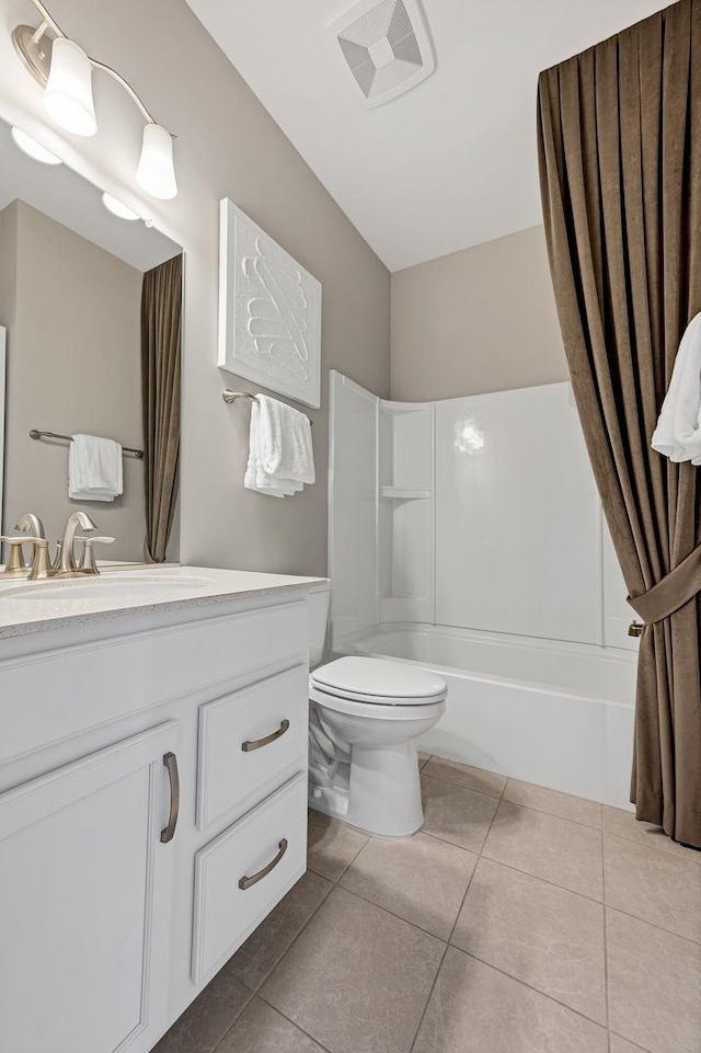 266 Branson Dr, Batavia, IL 60510 - bathroom featuring vanity, shower / tub combo, and tile patterned flooring