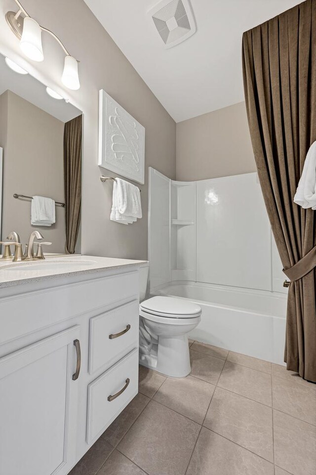 266 Branson Dr, Batavia, IL 60510 - bathroom featuring vanity, shower / tub combo, and tile patterned flooring