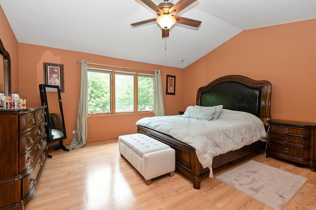 10935 Conifer Ct, Orland Park, IL 60467 - bedroom with lofted ceiling, light wood-style flooring, and ceiling fan