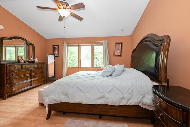 10935 Conifer Ct, Orland Park, IL 60467 - bedroom featuring vaulted ceiling, light wood-style floors, and ceiling fan