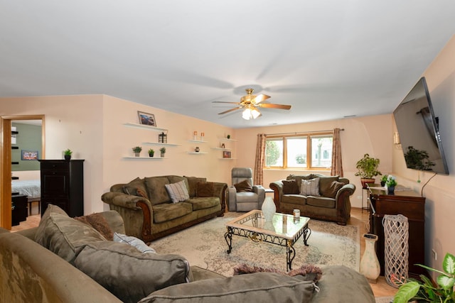 10935 Conifer Ct, Orland Park, IL 60467 - living room featuring a ceiling fan and light wood-style floors