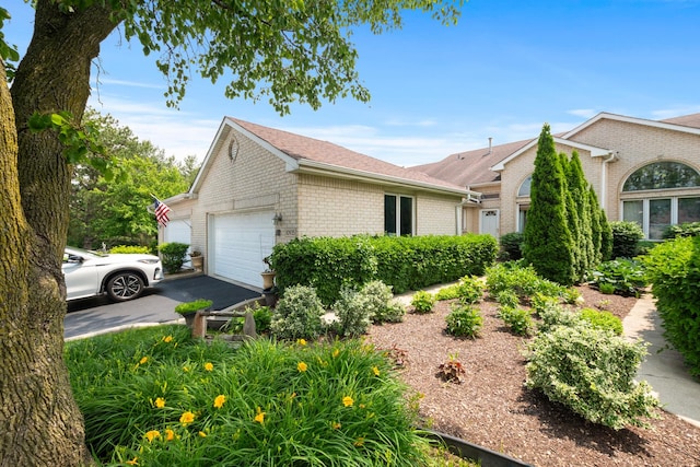 10935 Conifer Ct, Orland Park, IL 60467 - view of property exterior featuring brick siding, a garage, asphalt driveway, and roof with shingles