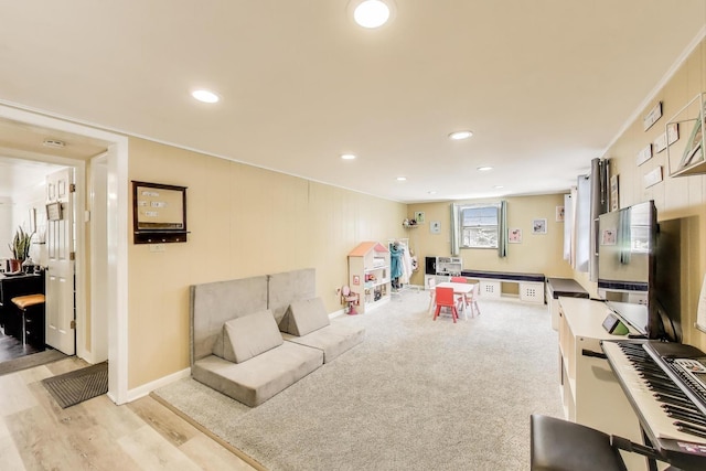 14 W Leon Ln, Prospect Heights, IL 60070 - game room featuring recessed lighting, baseboards, and light wood-style floors