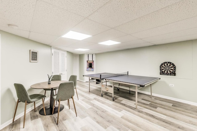14 W Leon Ln, Prospect Heights, IL 60070 - game room with wood finished floors, baseboards, and a paneled ceiling