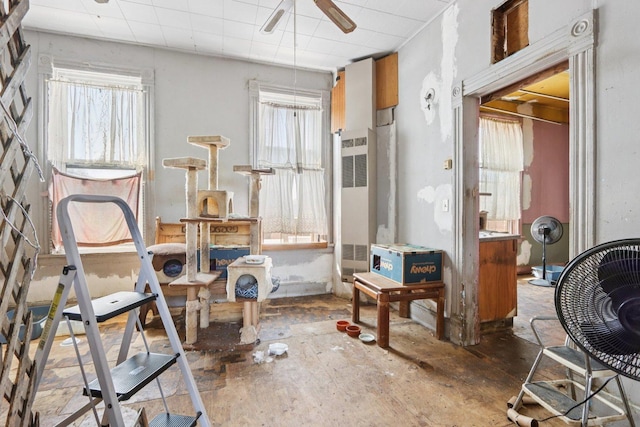 3444 S Western Ave, Chicago, IL 60608 - misc room with a heating unit and a ceiling fan