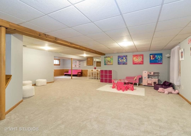 26149 S Locust Pl, Monee, IL 60449 - recreation room with carpet floors and a drop ceiling