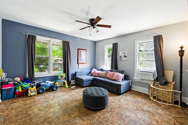 650 Pennsylvania Ave, Aurora, IL 60506 - living area featuring a ceiling fan and cooling unit