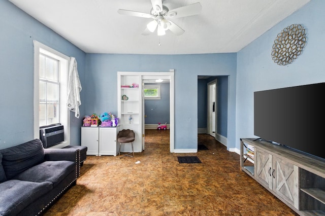 650 Pennsylvania Ave, Aurora, IL 60506 - living room featuring a ceiling fan and cooling unit