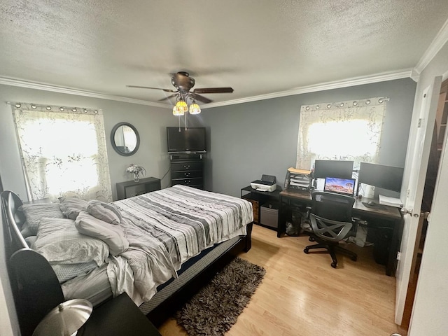 1110 Hampton Hbr Unit 1110, Schaumburg, IL 60193 - bedroom with light wood finished floors, multiple windows, a textured ceiling, ornamental molding, and an office area