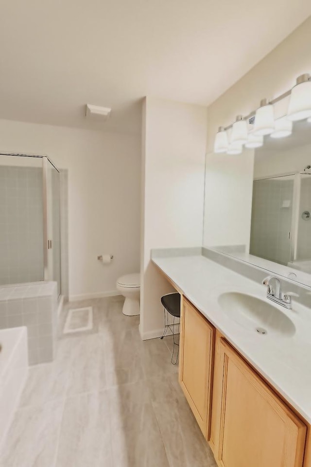 34251 N Homestead Rd, Gurnee, IL 60031 - full bathroom with a shower stall, vanity, a garden tub, and tile patterned flooring