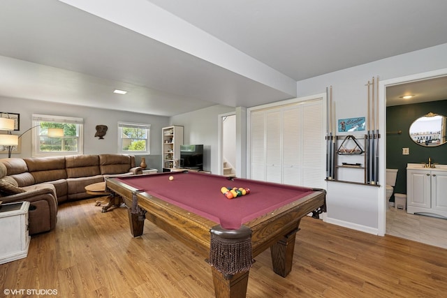 505 Crest Dr, Cary, IL 60013 - rec room with wood finished floors and pool table