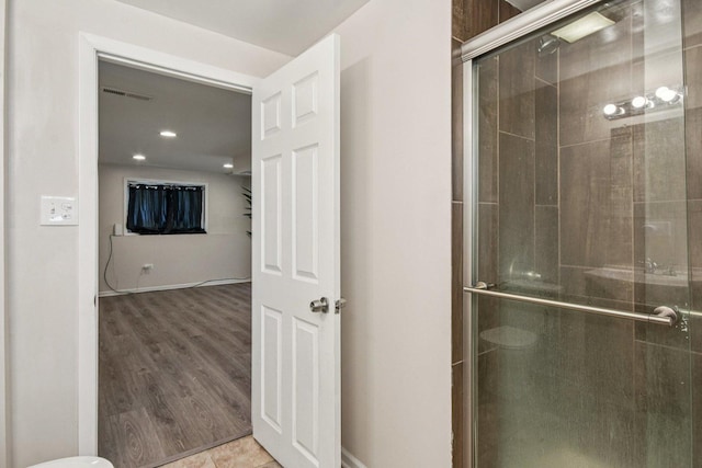 17852 Walter St, Lansing, IL 60438 - full bath featuring a shower stall, recessed lighting, and wood finished floors
