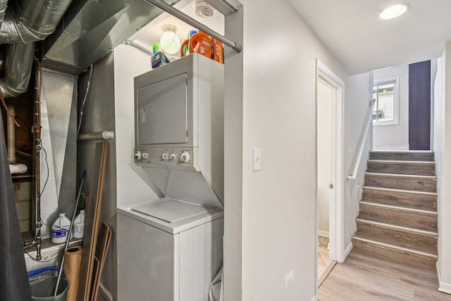 17852 Walter St, Lansing, IL 60438 - washroom with estacked washer and dryer and light wood finished floors